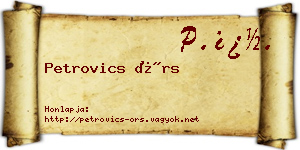 Petrovics Örs névjegykártya